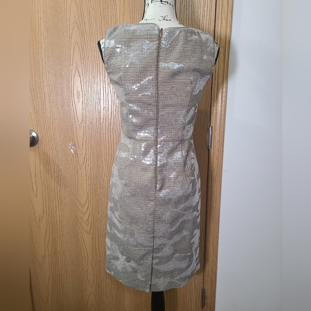 Motf Houndstooth Print Sequin Camouflage Square Neck Pencil Dress - Picture 6 of 7
